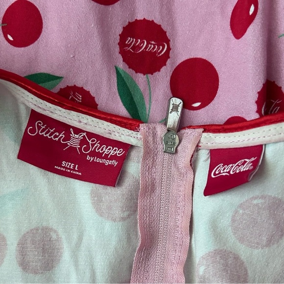 Loungefly Stitch Shoppe x Coca-Cola Olivia Cherry Print Sleeveless Dress Sz - Picture 9 of 9